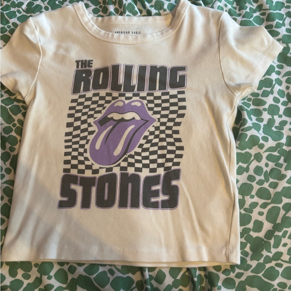 American Eagle Outfitters Womens Cream Rolling Stones Baby T-Shirt